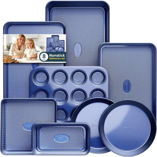 Miniatura 15 de Juego de 12 piezas para hornear antiadherente, juegos de utensilios para hornear no tóxicos con bandeja para hornear, molde para tartas, molde