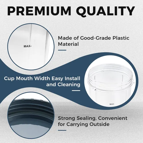Miniatura 39 de Vasos de licuadora de repuesto para licuadora Nutribullet de 18 onzas con tapa, compatible con Nutribullet 600 W 900 W licuadora exprimidor