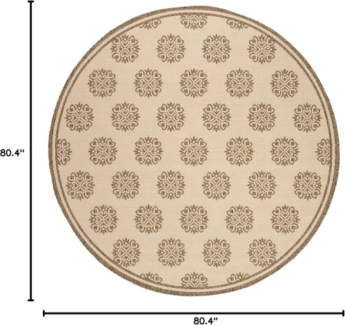 Miniatura 2 de SAFAVIEH Alfombra lavable al aire libre Linden Collection – 6'7" redonda, crema y beige, no desprende pelusa y fácil de limpiar, ideal para patio