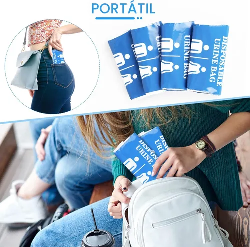 Miniatura 7 de DIBBATU Bolsa de orina desechable, 12/24 bolsas de orina para viajes para mujeres/hombres, bolsa de urinario portátil de emergencia de 27.1 fl oz