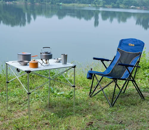 Miniatura 7 de iClimb Mesa ligera y estable de aluminio plegable cuadrada enrollable con bolsa de transporte para acampar, picnic, patios traseros, barbacoa