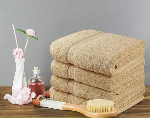 Miniatura 6 de Towel and Linen Mart - Juego de 4 toallas de baño, color beige, tacto suave, lujoso, secado rápido, extra absorbente, 100% algodón hilado en anillo