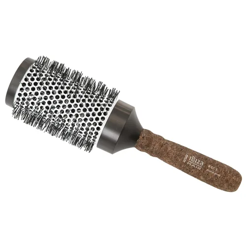 Miniatura 5 de Ibiza Hair Cepillo redondo de cerámica (CC3-1.969 in) Cerdas de fibra de carbono/nailon con mango ergonómico de corcho Diseño iónico resistente