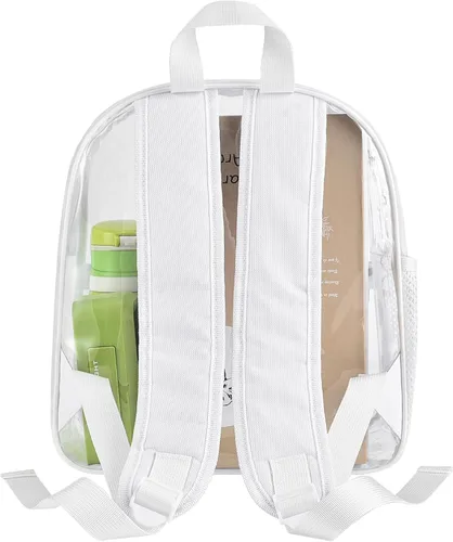 Miniatura 12 de Mochila transparente Oraben para eventos de estadio, mochila transparente para estadio 12x6x12, Blanco, Pequeño