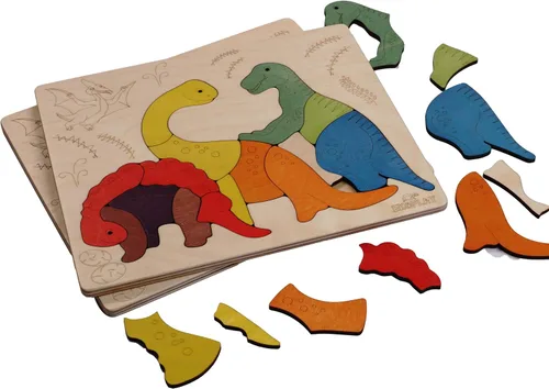 Miniatura 7 de Rompecabezas de madera Jurassic Rompecabezas de 15 piezas Dinosaurios para niños de 3 años en adelante