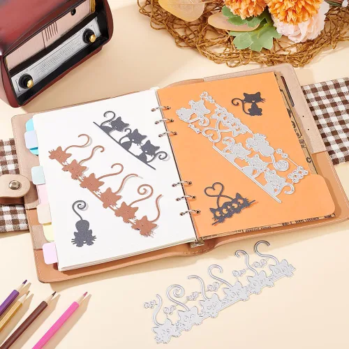 Miniatura 3 de INFUNLY 5 troqueles de metal para hacer tarjetas y álbumes de recortes, gatos, corazones y animales 5 troqueles para gatos