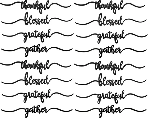 Miniatura 8 de Jetec 8 letreros de madera con recorte de Acción de Gracias, letrero de madera recortada con texto en inglés "Grateful Blessed Gather", decoración