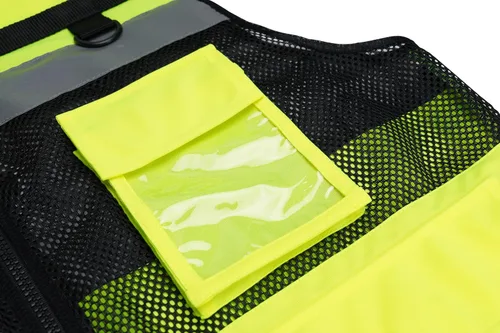 Miniatura 5 de Chaleco de seguridad reflectante de alta visibilidad, clase 2, 10 bolsillos, transpirable y forro de malla, ropa de trabajo (M-2XL, amarillo negro)