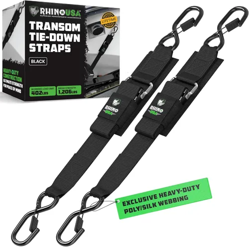Rhino USA Correas de remolque de barco (paquete de 2) – Correas de amarre de barco resistentes de 2 pulgadas x 48 pulgadas para remolque – Las