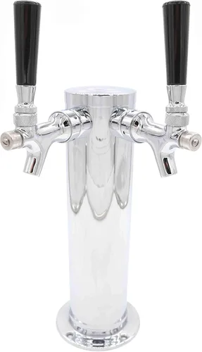 Miniatura 8 de K&B - Torre Kegerator de cerveza de doble grifo de 3 pulgadas, personalizable (grifo cromado, mango de grifo de acero inoxidable)