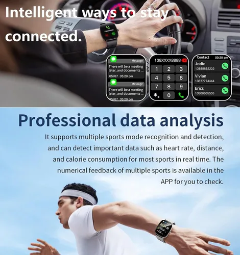 Miniatura 2 de Reloj inteligente para hombre, relojes inteligentes con monitor de frecuencia cardíaca, seguimiento del sueño, Bluetooth, notificaciones