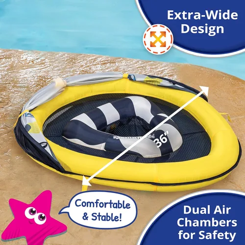 Miniatura 6 de SwimSchool Infant Baby Pool Floats, Free Swimming, Super Buoyant – Ages 6-24 Months – Multiple Colors/Styles – Adjustable Canopies and Seats, Splash