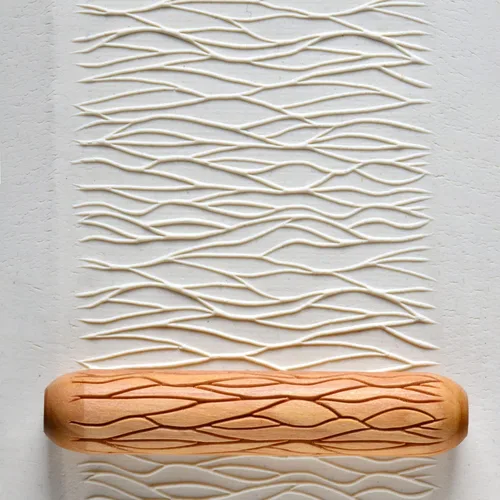 Miniatura 32 de MKM Pottery Tools Rodillos de mano grandes de madera para arcilla (BHR-01 Diagonal Basketweave)