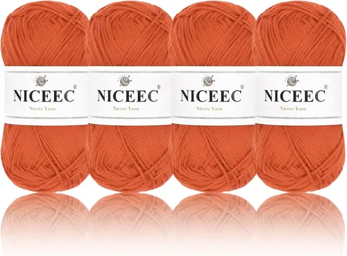 Miniatura 51 de NICEEC 4 madejas de hilo de algodón suave para bebé, 4 capas, manualidades DIY, peso fingering, hilo para manta para ganchillo y tejido, total 700