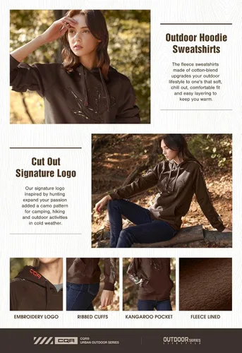 Miniatura 5 de CQR Sudadera con capucha de forro polar para mujer, con bolsillo frontal al aire libre, sudadera con forro polar de invierno
