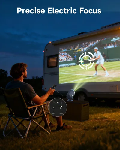 Miniatura 7 de Mini proyector con soporte, soporte 1080P, proyector portátil con WiFi y Bluetooth, proyector de película giratorio de 240° compatible con TV