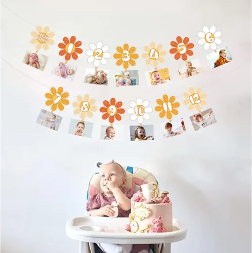 Miniatura 9 de Groovy One - Cartel de fotos de primer cumpleaños, decoración de fiesta bohemia con margaritas Groovy para baby shower, niña y niño, decoración