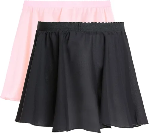 Miniatura 2 de Domusgo Girls Ballet Dance Chiffon Skirt Pull On Ballerina Dancewear for 2-12 Years Old Kids Competition Party Pink Black