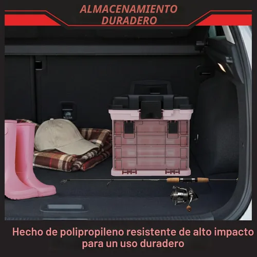 Miniatura 4 de Caja de herramientas Stalwart línea que cuenta con estantes, para piezas y artesanías, con 4 organizadores Rosa