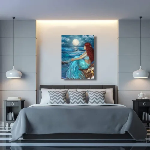 Miniatura 3 de SDYA Lienzo abstracto para pared, decoración de pared gris y azul, pintura moderna de lienzo de 20 x 40 x 3 p, decoración para dormitorio, oficina
