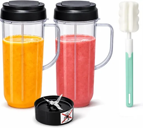 Vasos mezcladores Magic Bullet de 22 onzas, taza alta de 22 onzas con hoja cruzada, piezas de repuesto MB1001 de 250 W compatibles con mezclador