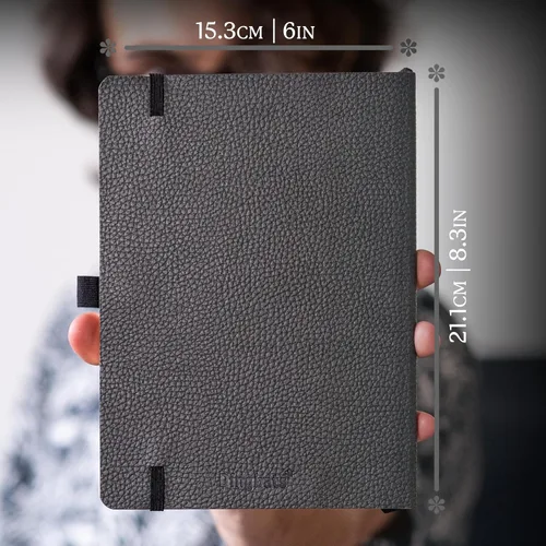 Miniatura 6 de Dingbats* Cuaderno de Escritura Liso Wildlife A5 - Tapa Dura de Cuero Vegano - Ideal para Trabajo, Viajes - Bolsillo, Cierre Elástico y Marcapáginas