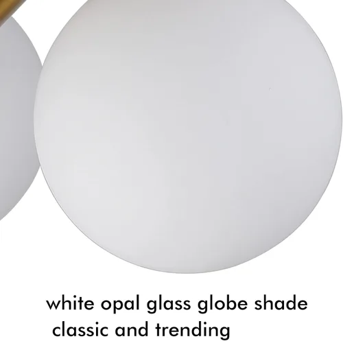 Miniatura 7 de CLAXY Sputnik - Lámpara de techo dorada semiempotrada con pantallas de globo para dormitorio, comedor, pasillo