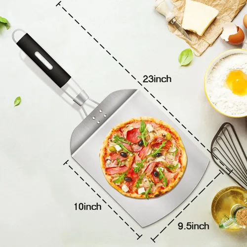 Miniatura 3 de Pizza Peel BIG HORN - Espátula de pizza de metal con mango de goma, espátula de pizza de acero inoxidable perforada