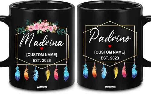 WHIDOBE Tazas de café personalizadas Padrino Madrina, propuesta de regalos de padrinos de dios, juego de tazas españolas de propuesta de Madrina,