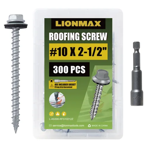 Miniatura 22 de LIONMAX 300 piezas de tornillos para techos de metal #10 × 1 pulgada, revestimiento antioxidante, cabeza hexagonal, tornillo de chapa metálica