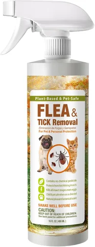 EcoVenger Spray de eliminación de pulgas y garrapatas de 16 onzas para perros y gatos, protege de pulgas, ácaros, garrapatas y mosquitos, elimina +