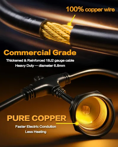 Miniatura 3 de Luces de Cadena para Exteriores, LED Súper Brillantes - 96 PIES 30 Bombillas S14 (2 de Repuesto), IP65 Resistente al Agua, Grado Comercial e