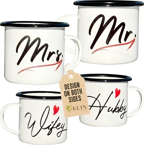 Mr and Mrs - Juego de tazas de café, tazas de pareja, para él y ella, juego de tazas de café Mr and Mrs para él y ella, tazas para él y ella, tazas