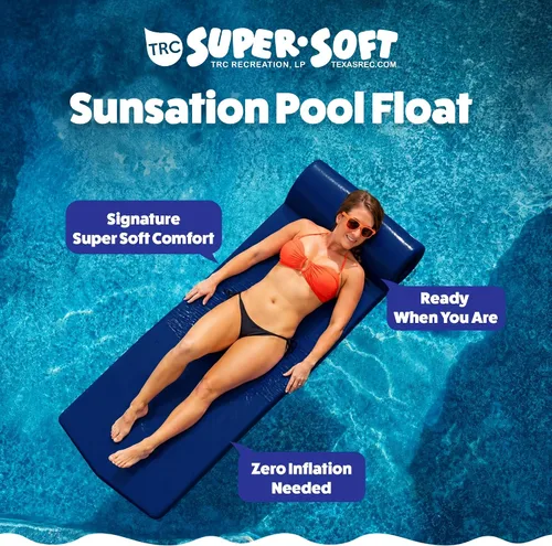 Miniatura 2 de TRC Recreation Sunsation 1.75" Thick Foam Pool Float Lounger w/ Headrest for Lounging & Sunbathing in Swimming Pools, Beaches & Lakes, 70" x 26 Azul