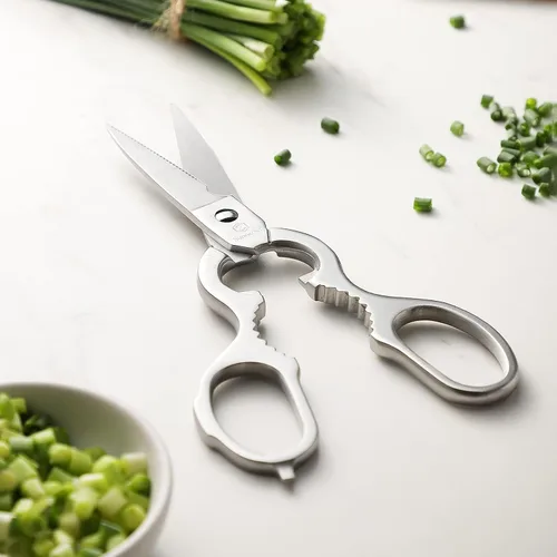 Miniatura 9 de Sunnecko Tijeras de cocina resistentes, tijeras de cocina de acero inoxidable, tijeras de aves de corral micro dentadas ultra afiladas, tijeras