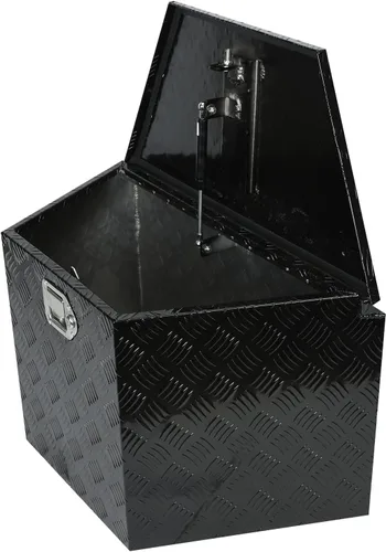 Miniatura 4 de Caja de herramientas de almacenamiento de lengua de aluminio de 29 pulgadas con cerradura y llaves, color negro