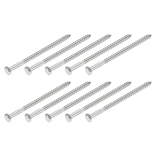 Miniatura 28 de METALLIXITY Tornillos hexagonales (M6 x 1.575 in), 10 unidades, pernos de madera autorroscantes de acero inoxidable 304, para aplicaciones domésticas
