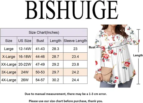 Miniatura 6 de BISHUIGE Blusas plisadas de manga corta con cuello en V para mujer, talla grande, estilo Henley, con botones