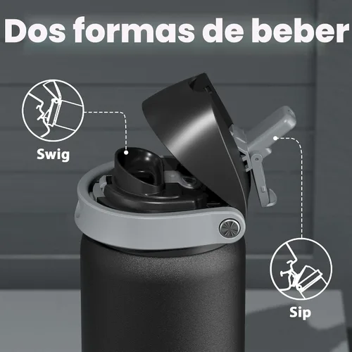 Miniatura 4 de Botella de agua aislada de 32 oz para deportes: Meoky Botella de agua de acero inoxidable con popote 2 en 1 y tapa de boquilla, a prueba de fugas