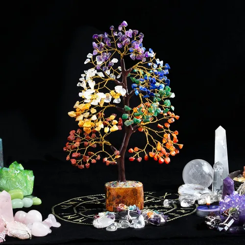 Miniatura 6 de Árbol de la vida de 7 chakras, árbol de dinero Feng Shui, árbol de piedras preciosas para energía positiva, árbol de cristal de siete chakras, atrae