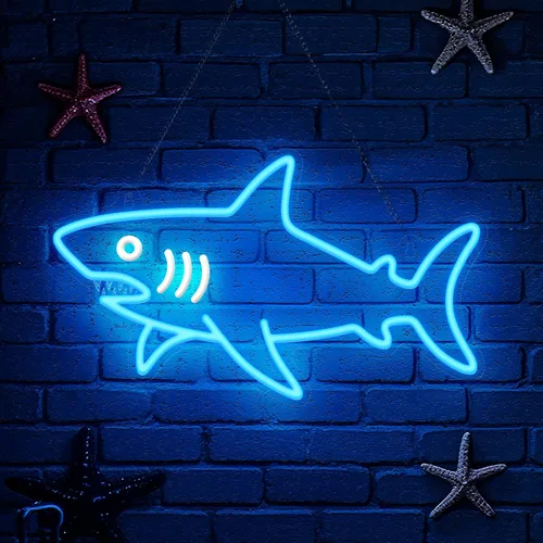 Miniatura 9 de CoolGift Mart Letrero de neón de tiburón, luz LED regulable de tiburón, decoración de pared de animales, regalo de Navidad, regalo de elefante