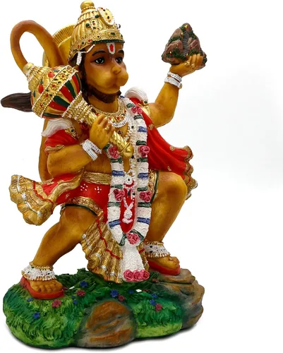 Miniatura 8 de alikiki Estatua de Hanuman volador de Dios hindú – 9.2 pulgadas de alto Jayanti Murti Pooja Diwali regalo para amigo indio, familia, altar puja