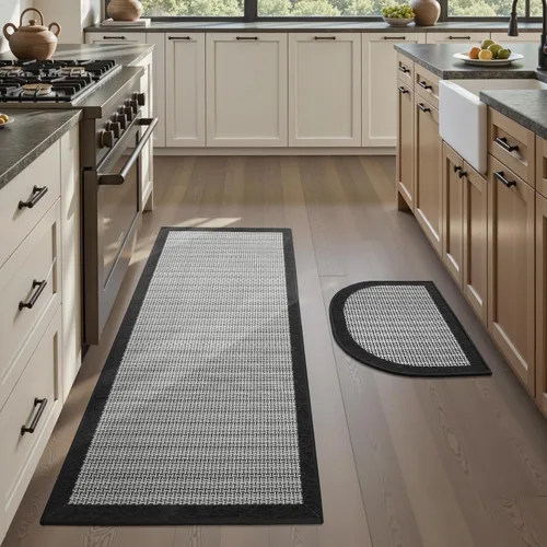 Miniatura 12 de PADOOR Juego de 2 alfombras de cocina antideslizantes, extra grandes de 2.5 x 6 pies + 20 x 32 pulgadas, para suelo de cocina, antideslizante