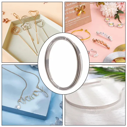Miniatura 6 de BENECREAT Alambre de acero inoxidable calibre 18, 23 pies para hacer joyas, esculturas, arreglos florales