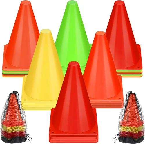 Leelosp Paquete de 48 Conos de Tráfico de Plástico de 7" o 9" Marcadores de Campo de Agilidad Fútbol/Seguridad/Deportes/Conos de Entrenamiento para