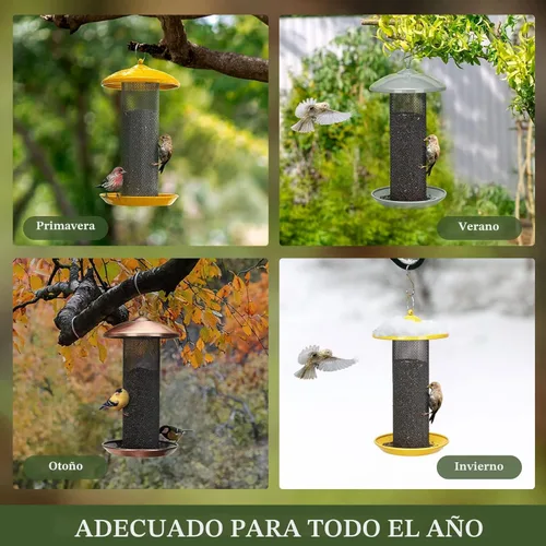 Miniatura 6 de Comederos para pinzones de Kingsyard para exteriores colgantes, comedero de pájaros de tubo de malla metálica para semillas de nyjer/cardo, 2.5 Gris