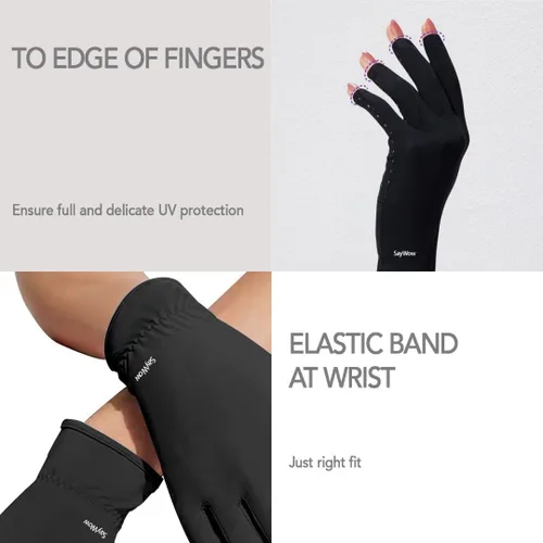 Miniatura 5 de SayWow Guantes sin dedos para mujer, protección solar UV para pantalla táctil, manicura de gel, conducción