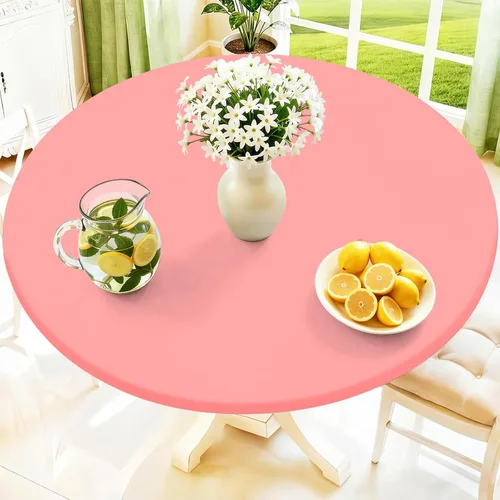 Miniatura 24 de Moosfor Mantel redondo de elastano, elástico ajustable impermeable para mesas de 18 a 24 pulgadas, mantel de picnic elástico lavable para Azul