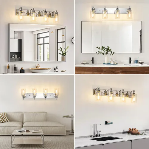 Miniatura 7 de Lámparas de baño de 3 luces, modernas luces de tocador negras para accesorios de iluminación de baño, accesorios de iluminación sobre espejo