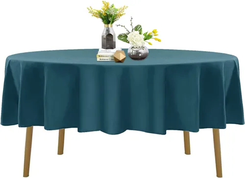 Miniatura 59 de Mantel de poliéster lavable de 90 pulgadas, resistente a las manchas y a las arrugas, mantel decorativo para mesa de comedor, fiestas de bufé y Negro